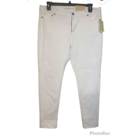 NWT Michael Kors Selma White Jeans High Rise Ankle Sz. 14P - Picture 1 of 13